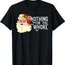 Vintage Pink Santa Dirty Santa Offensive Christmas Womens T-Shirt, M