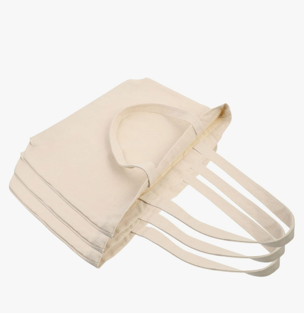 4 Pcs Canvas Tote Bags Large Capacity Grocery Pouch Heavy Duty Reusable Shopping Bags for Outdoor School Travel and Home Use