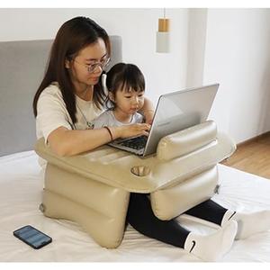 Inflatable Lap Pillow: Ultimate Comfort for Gaming, Reading & Couch Rest – Portable, Foldable Arm Rest Pillow for Adults (Beige)