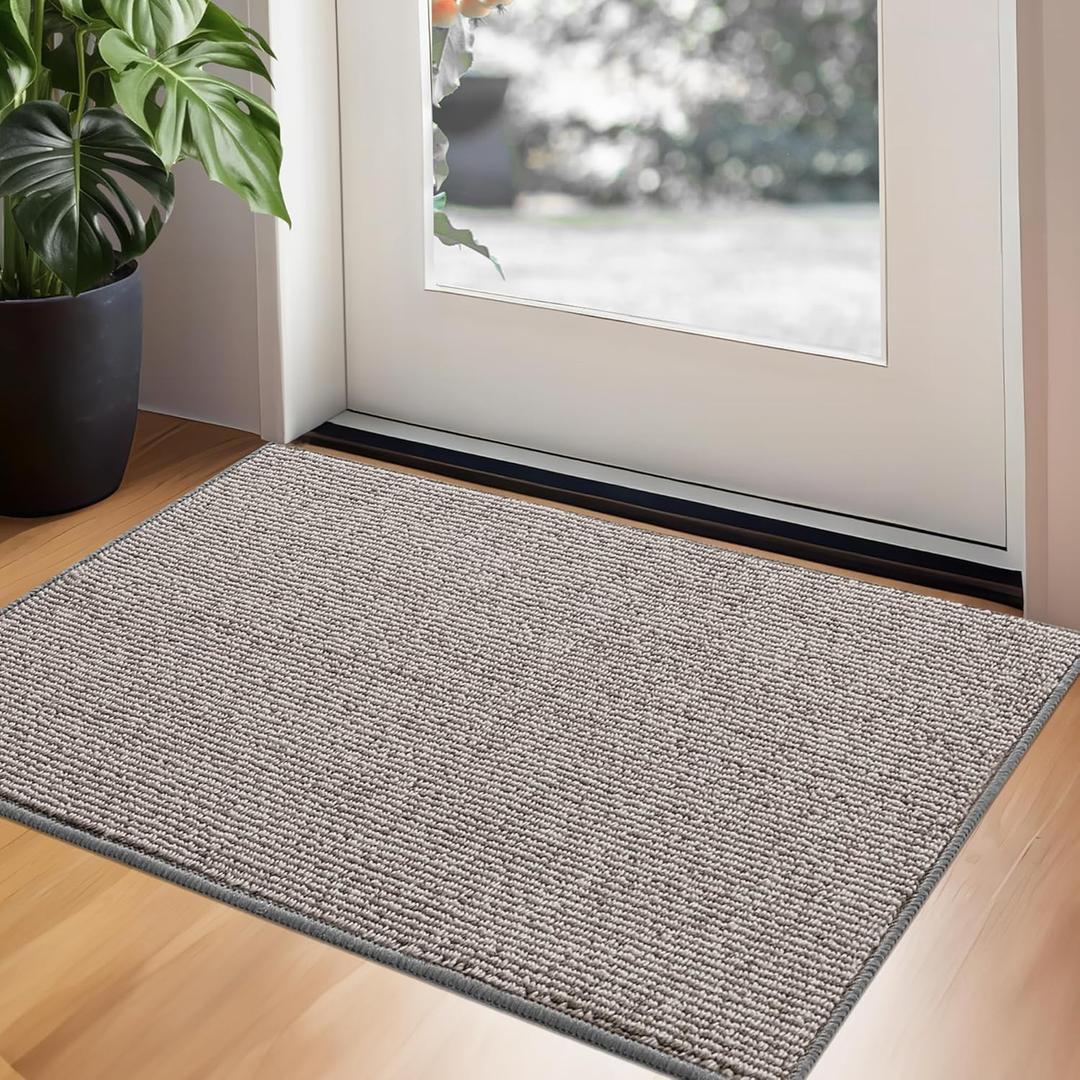 GRANNY SAYS Front Door Mat Indoor Entrance, Indoor Doormat Non Slip Washable, Low Profile Outdoor Welcome Mat, 32" x 20" Resist Dirt Absorbent Entryway Doormat for Floor, Grey (1'8" x 2'8" (Rectangular), Grey and Beige)