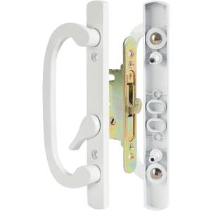 Sliding Patio Door Handle Set with Mortise Lock, Zinc Diecast, Offset Thumbturn, Fits 1-5/8" to 1-3/4" Door Thick, 3-15/16" Hole Spacing, Non-Handed, White