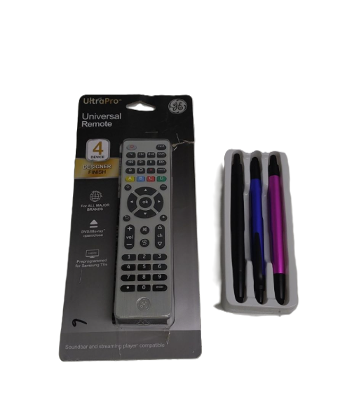 GE Universal Remote Control for Samsung, Vizio, LG, Sony, Sharp, Roku, Apple TV, TCL, Panasonic, Smart TVs + Retrak PremierSeries Retractable 2 in 1 Stylus & Pan Set