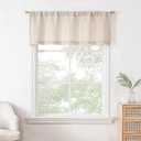 Valea Home Chenile Stripe Linen Valance for Kitchen Rod Pocket Rustic Farmhouse Window Curtain Valances 18 inch Length for Bathroom Living Room, Natural, 1 Panel