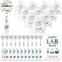 Spakon Lab Week Gifts 2026 Medical Laboratory Science Badge Reel with Alligator Clip Lab Week Thank You Card and Organza Bags Microbiology Gifts for Laboratory Workers(24 Sets)