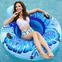 Jasonwell Inflatable River Tube Float - Heavy Duty River Float Pool Floats Lake Premium Water Tubes for Floating Recreational River Raft Lounge Floaties with 2 Cup Holders for Adult (X-Large, Blue)