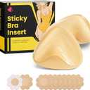 DesirTop Double Sided Sticky Bra Push Up, Invisible Bra Pad Inserts for Large Breasts, Adhesive Bra for Bikini Swimsuit (Beige, Medium)
