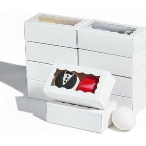 JCXGRVC small treat boxes 100pcs - white candy box with window - 4.17x2.16x1.37 inches - perfect for chocolate, small bakery boxes macaron boxes for 2