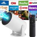 Mini Projector,Upgraded Smart 4K Projector with Wifi 6 and Bluetooth 5.4,Portable Projector with Android 14, Automatic Keystone Correction,180 Degree,130 Inch Display (White)