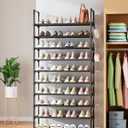 Kitsure Shoe Rack for Closet - 10-Tier Shoe Organizer with Hook Rack, Large-Capacity & Space-Saving Shoe Shelf for Entryway, Bedroom, Living Room,32.2" x 11.8" x 68.5", Black