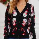 VENTELAN Classic Cardigan Ugly Christmas Sweaters for Women V Neck Button Down Sweater with Fun Patterns and Animals,S-2XL (Black, XL)