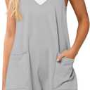 Tongmingyun Womens Summer Casual Sleeveless Rompers Loose Spaghetti Strap Shorts Jumpsuit with Pockets (Medium, Grey)