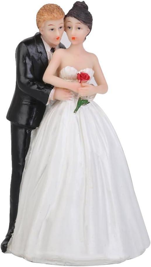 ibasenice Romantic Bride and Groom Wedding Cake Topper Figurine 5.51 Inch Resin Couple Hug Decoration for Wedding Party Celebrations