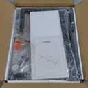 IBUYKE 45" Large TV Riser for 32-60 inch TV, Tabletop Short TV Stand with Storage and Steel Legs, Dual Screen Office Desk, Stand Riser, TV Riser Stand for Home, Bedroom, Living Room, Greige Black