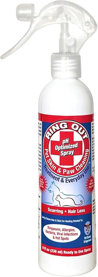 Ring Out for Pets: Control & Help Ringworm | Clean Pets Skin & Paws | Recovery & Itch Relief Calming Spray for Dog, Cat, Guinea Pig, Small or Large Animals/Pet. 8 oz Spray Bottle Ring Out for Pets: Control & Help Ringworm | Clean Pets Skin & Paws | Recovery & Itch Relief Calming Spray for Dog, Cat, Guinea Pig, Small or Large Animals/Pet. 8 oz Spray Bottle