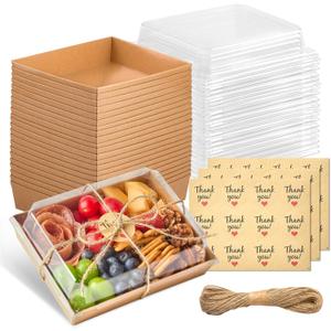 Kucoele 7 x 5 Inches Large Charcuterie Boxes with Clear Lids, 50 Pack Disposable Bakery Dessert Boxes, To Go Food Containers for Pastries, Chocolate Covered Strawberries, Hot Cocoa Bombs (Brown)