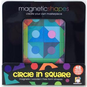 Magnetic Shapes Circle in Square - Create Your Own Masterpiece. Magnetic | Wooden | Free-Form Shapes - Brainwright, 8inchx8inchx0.63inch