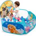 ZimiTeda Cat & Dog Kids Ball Pit for Toddler with Basketball Hoop Foldable Pop-Up Baby Ball Pool for Girls Boys Indoor & Outdoor Game 47.24"/120cm Wide Plyahouse Tent (Balls NOT Included)