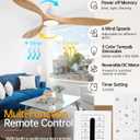 52" Natural Wood Ceiling Fans with Lights and Remote, Outdoor 3 Blade Ceiling Fan with Wall Control, 6 Speed, Dimmable, Noiseless DC Motor for Patios, Bedroom, Living Room