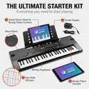 RockJam 49 Key Keyboard Piano,Sheet Music Stand, Piano Note Stickers & Simply Piano Lessons, Full-Size