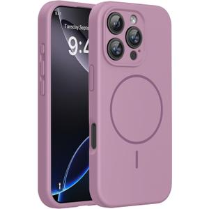 Miracase Magnetic for iPhone 16 Pro Max Case, [Soft Anti-Scratch Microfiber Lining], Compatible with MagSafe, Liquid Silicone Case Shockproof Drop Protection Phone Case for 16 ProMax,Blackcurrant