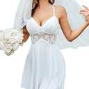 Avidlove Women Lingerie Lace Modal Pajamas Nightgowns Babydoll Dress Spaghetti Strap Sleepwear Chemise (Small, White)