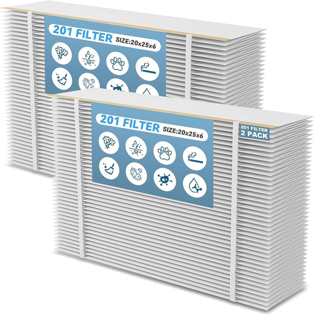 201 Replacement Filter Compatible with Aprilaire 2200, 2250 Space Gard 2200 Whole House Air Purifiers and X0445, 20x25x6 MERV 10 Air Filter 2 Pack