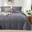 KASENTEX King Size Corduroy Comforter Set, 3 Pieces Fluffy Down Alternative Warm Duvet Insert with Soft Brushed Microfiber Reverse, Cozy Bedding Sets Box Stitched for All-Season Comfort,Grey