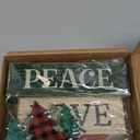 4 Pcs Christmas Table Decor Christmas Tree Centerpiece Joy Peace Love Sign Rustic Decorative Tree Block Signs Gift Winter Tiered Tray Decor Farmhouse for Home Xmas Party Kitchen Shelf