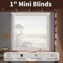1" Cordless Mini Blinds 34" W x 48" H, White Vinyl Blinds, Horizontal Light Filtering Blinds, Window Blinds for Indoor Windows, Office, Kitchen, Bathroom and Living Room.