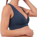 Pact Organic Cotton Maternity Nursing Bralette for Breastfeeding - Stretchy, Wireless (Blue, M)