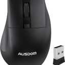 AUSDOM Wireless Mouse for Laptop - Computer Mouse with 2.4G USB Mini Receiver, 1600 DPI Optical Tracking, Cordless Portable Computer Mice for PC, Mac, Notebook, Black