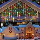 LYHOPE Christmas Icicle Lights, 432 LED 35.4ft 8 Modes Low Voltage Icicle String Lights with 72 Drops, Icicle Fairy Twinkle Lights for Xmas, Eaves, Wedding, Garden, Outdoor, Indoor Decor (Multicolor)
