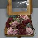 Floroom Burgundy Mauve Artificial Flowers Marsala Fake Roses Peonies and Greenery Combo Box Set for DIY Dark Red Wedding Bouquets Bridal Shower Centerpieces Floral Arrangements Party Tables Decoration