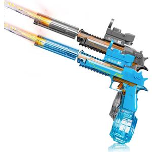 Electric Water Gun for Adults Kids, Automatic WaterGun with Led Light, Long Range Transparent Electric Squirt Gun Blaster Summer Outdoor Pool Party Toys Gifts for Boys Girls 2Pack(Blue Black)
