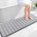 OLANLY Memory Foam Long Bathroom Rugs Runner 59x20, Super Soft Absorbent Bath Mat, Quick Dry, Machine Washable Shower Floor Rugs, Bathmat Carpet, Bathroom Home Decor Accessories, Grey