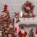 24Pcs Red Velvet Christmas Tree Bows Ornaments Vintage Velvet Ribbon Bows for Tree Garland Wreath Indoor Outdoor Christmas Decor Xmas Decorations 3/8" Wide, 5 * 7 inch