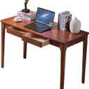 Solid Wood Desk with Drawers, Home Office Desk for Small Spaces, Gaming Work Study Desk, Student PC Desk for Bedroom, Easy to Assemble (Cherry Color, 47.2 inch)