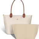 Work Tote Bag For Women: For 13-15" Laptop Foldable - For Office Professionals College Students Aged 25-45 - Commute Travel (Medium, Medium-beige-organizer Insert)