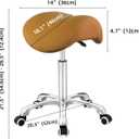 Antlu Saddle Stool Rolling Chair for Medical Massage Salon Kitchen Spa Drafting,Adjustable Hydraulic Stool with Wheels (Without Backrest, Camel)