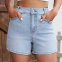 luvamia Jean Shorts for Women Trendy Wide Leg Mid Thigh Casual Summer Stretchy Denim Shorts Jorts with Braided Pockets (Blue, M)