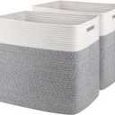 OIAHOMY Storage baskets for Shelf, Toy Storage Basket, Large Collapsible Storage Bins, Blanket Basket Living Room, Closet Storage for Bedroom, 16.5 x 13 x 15 Inches-Pack of 2-Grey