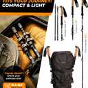 Foxelli Trekking Poles – Lightweight Collapsible Aircraft Grade Aluminum Hiking Poles with Cork Grips Quick Locks & All-Terrain Accessories – Pair of 2, One Size (Black)