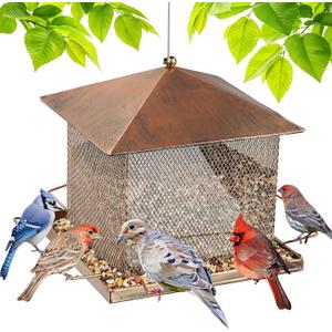 Bird Feeder, Heavy Duty Metal Bird Feeders for Outdoor Hanging, 9LB Extra Large Capacity Wild Birdfeeder for Garden Yard Outside Backyard
