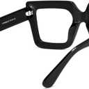 VOOGLAM Oversize Square Reading Glasses For Women Men Anti Blue Light UV Eyestrain Reader Computer TV Phone Glasses Charisse (Black)