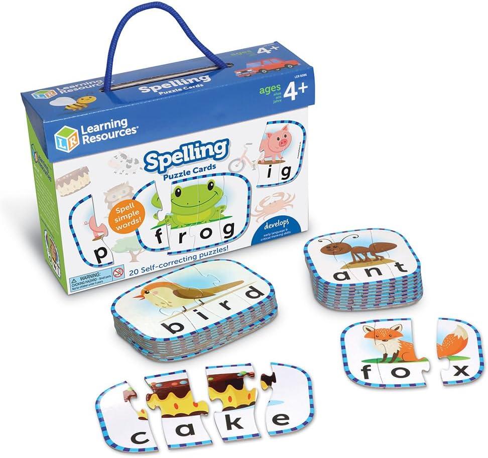 Learning Resources Spelling Puzzle Cards, Kindergarten Readniness, Self Correcting Puzzles, Ages 4+