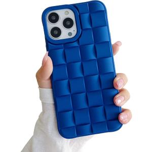 Ginkgonut Compatible with iPhone 13 Pro Max Case for Women/Girls, Soft Silicone Cute 3D Laid Desgin Shockproof Raised Bumper Corners Case.（Dark Blue）
