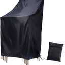 Stackable Patio Chair Covers, Outdoor Chair Covers Waterproof, Lawn Patio Furniture Covers, Fit for 4-6 Stackable Dining chairs Garden Chairs (Black, 25"L x 25"W x 47H)