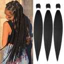 Braiding Hair Extensions 26 Inch Pre stretched Braiding Hair Hot Water Setting Synthetic Hair Black# (1B#)