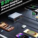 8-in-1 Retractable Charger for Apple Samsung Multiple Devices,Charging Station 105W USB c Gan Usbc Hub,Fast Charger Wall Plug for iPhone 17/16/15,Galaxy S26,Pixel,iPad,Home Office,Desktop Accessories