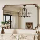 TETOTE Antique Gold Vintage Mirror for Mantle Fireplace 48 x 32 Traditional Baroque Ornate Scroll Wall Mirror with Metal Frame for Living Room Bedroom, Horizontal/Vertical